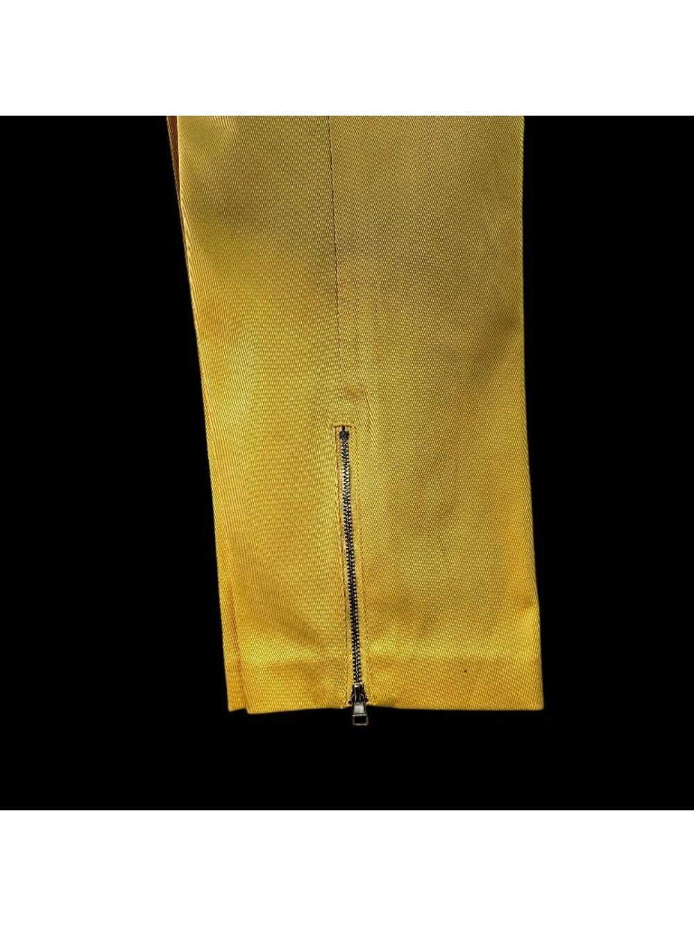 New York & Company 7th Ave Yellow Skinny Ankle Pants 4 Zip Hem Cotton Twill NEW